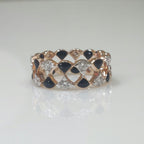 Lab Grown Diamond Wedding Band | 14K Gold & Black Ceramic Ring