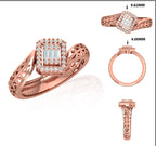 Baguette Lab Grown Diamond Ring | 14K Gold Bypass Shank