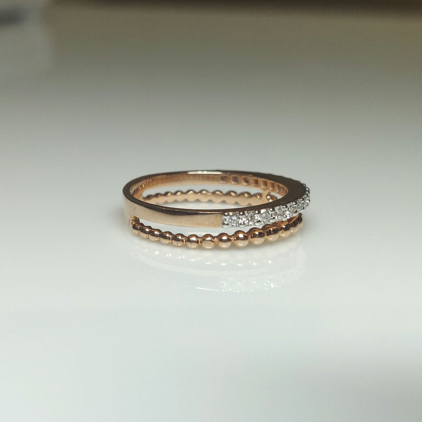 14K Gold Lab Grown Diamond Wedding Band: Half Eternity Stacking Ring