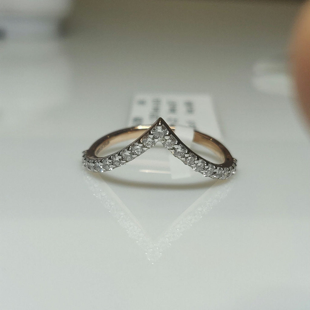 14K Gold Lab Grown Diamond V-Shaped Wedding Band