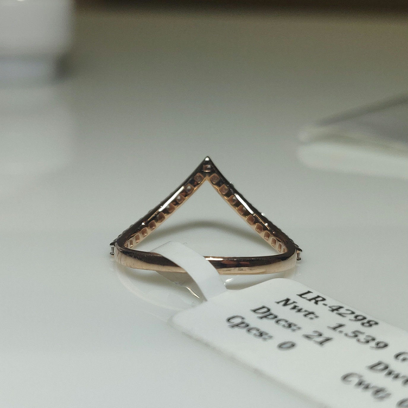 14K Gold Lab Grown Diamond V-Shaped Wedding Band