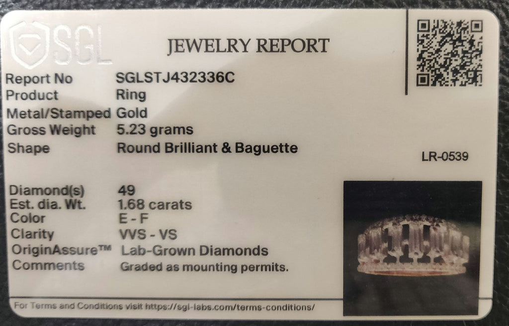 Baguette Lab Grown Diamond Ring | 14K Gold Wedding Band