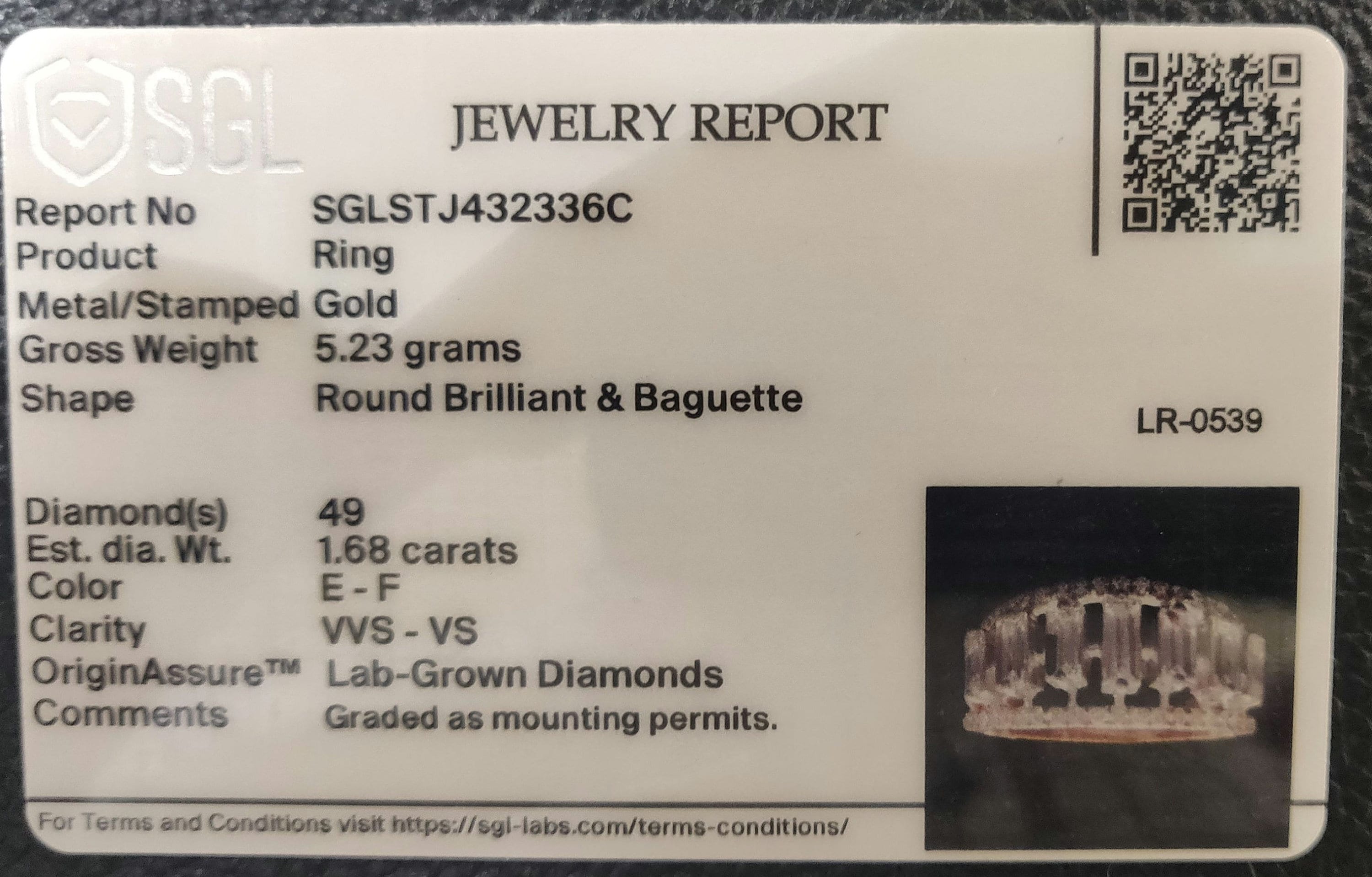 Baguette Lab Grown Diamond Ring | 14K Gold Wedding Band