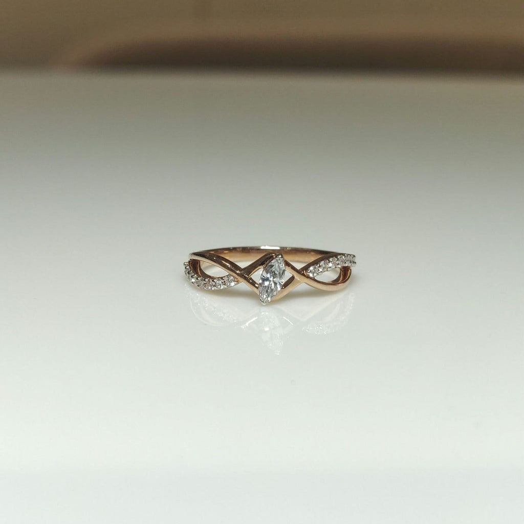 Lab Grown Diamond Marquise Engagement Ring | 14K Gold Infinity Band