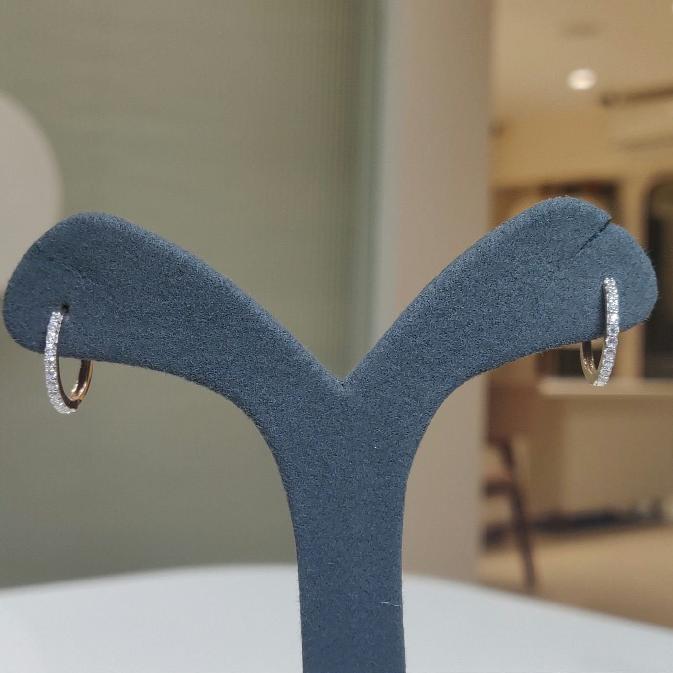 14K Gold Lab Grown Diamond Huggie Earrings | Sustainable Dangle Hoops
