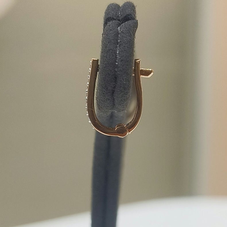 14K Gold Lab Grown Diamond Huggie Earrings | U-Shape Hoops