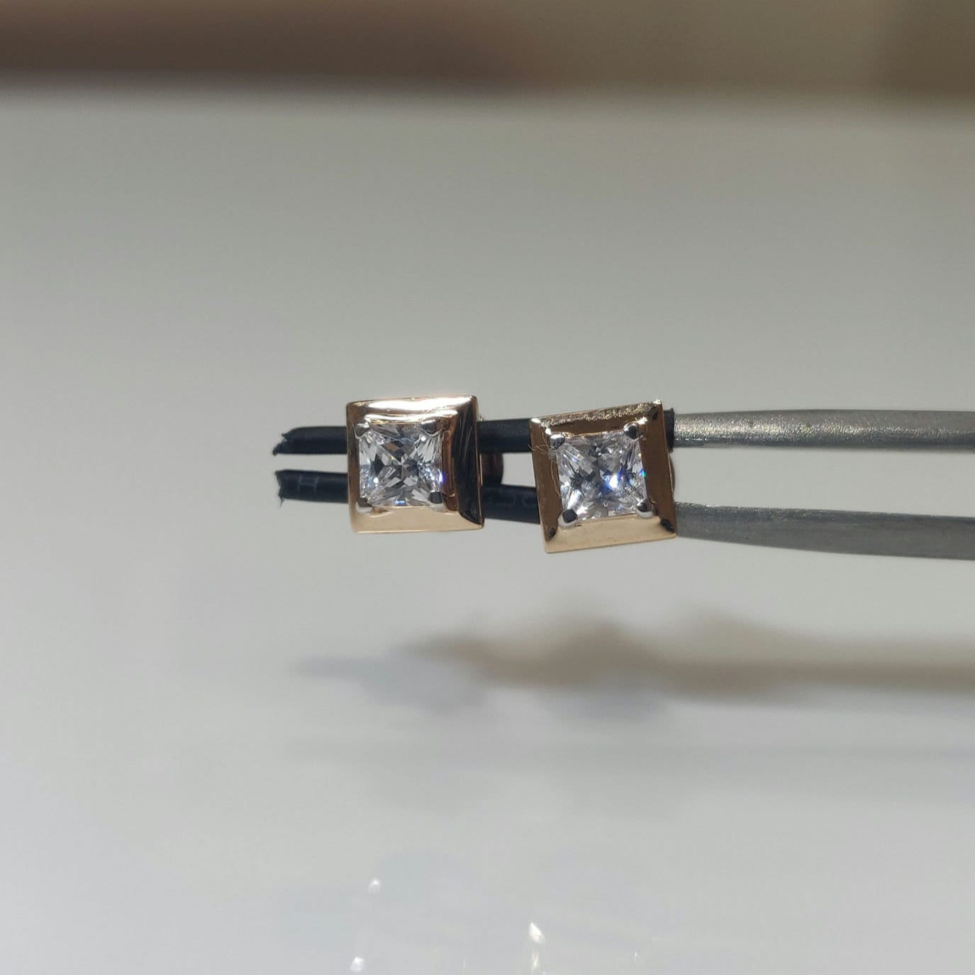 14K Gold Princess Cut Lab Grown Diamond Stud Earrings