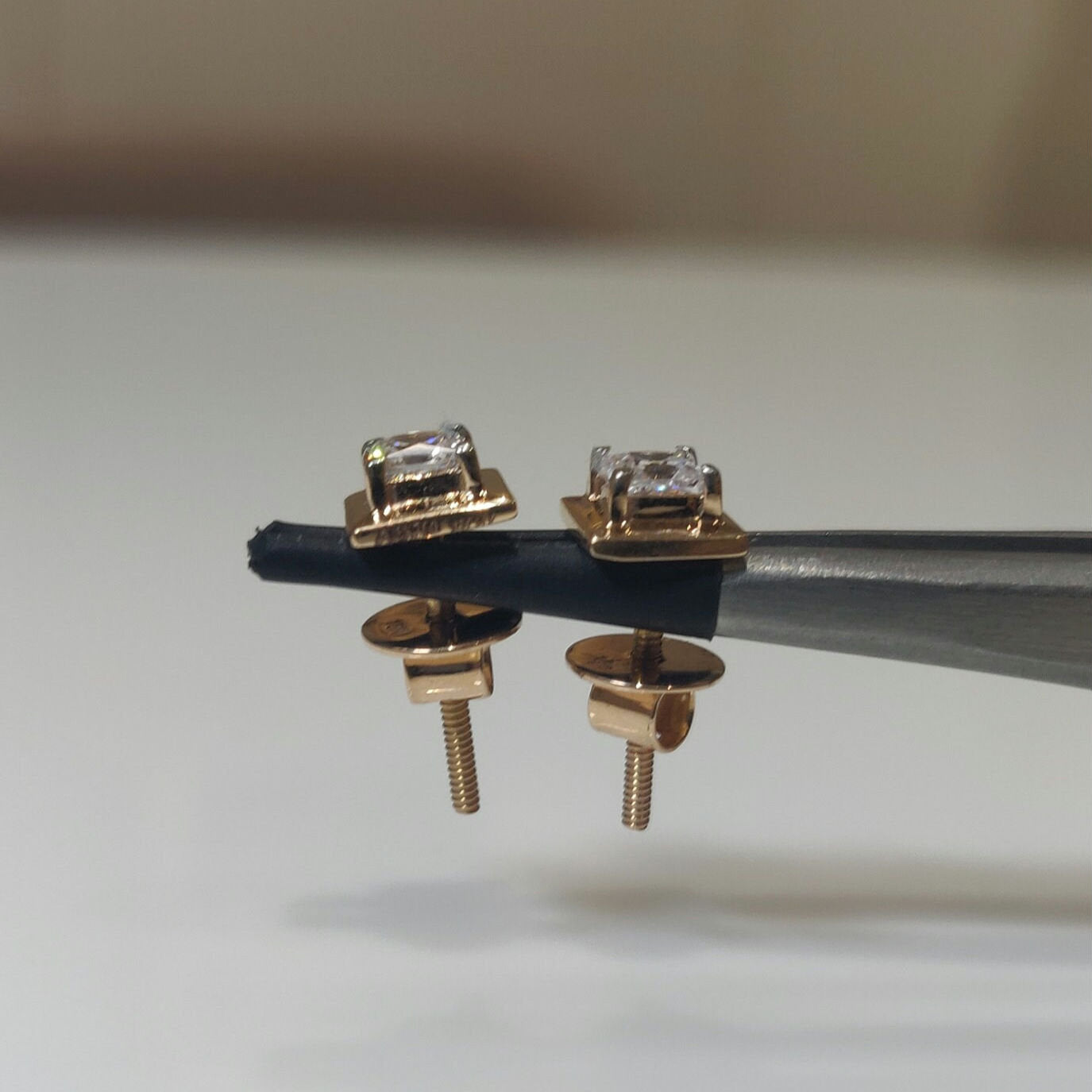 14K Gold Princess Cut Lab Grown Diamond Stud Earrings