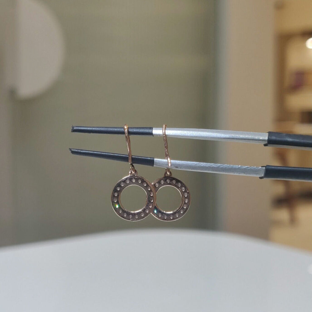 14K Gold Lab Grown Diamond Circle Drop Earrings