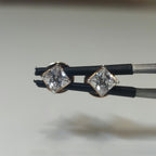 Princess Cut Lab Grown Diamond Stud Earrings | 14K Gold