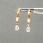 14K Gold Lab Grown Pear Diamond Huggie Earrings