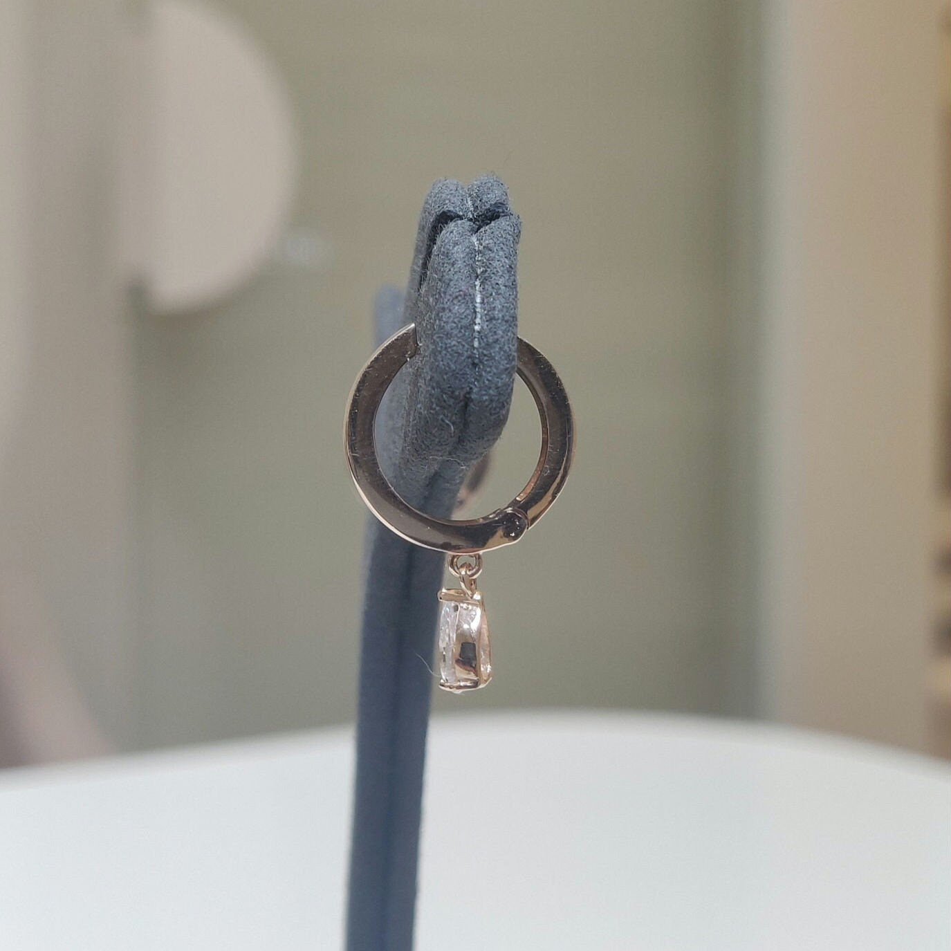 14K Gold Lab Grown Pear Diamond Huggie Earrings