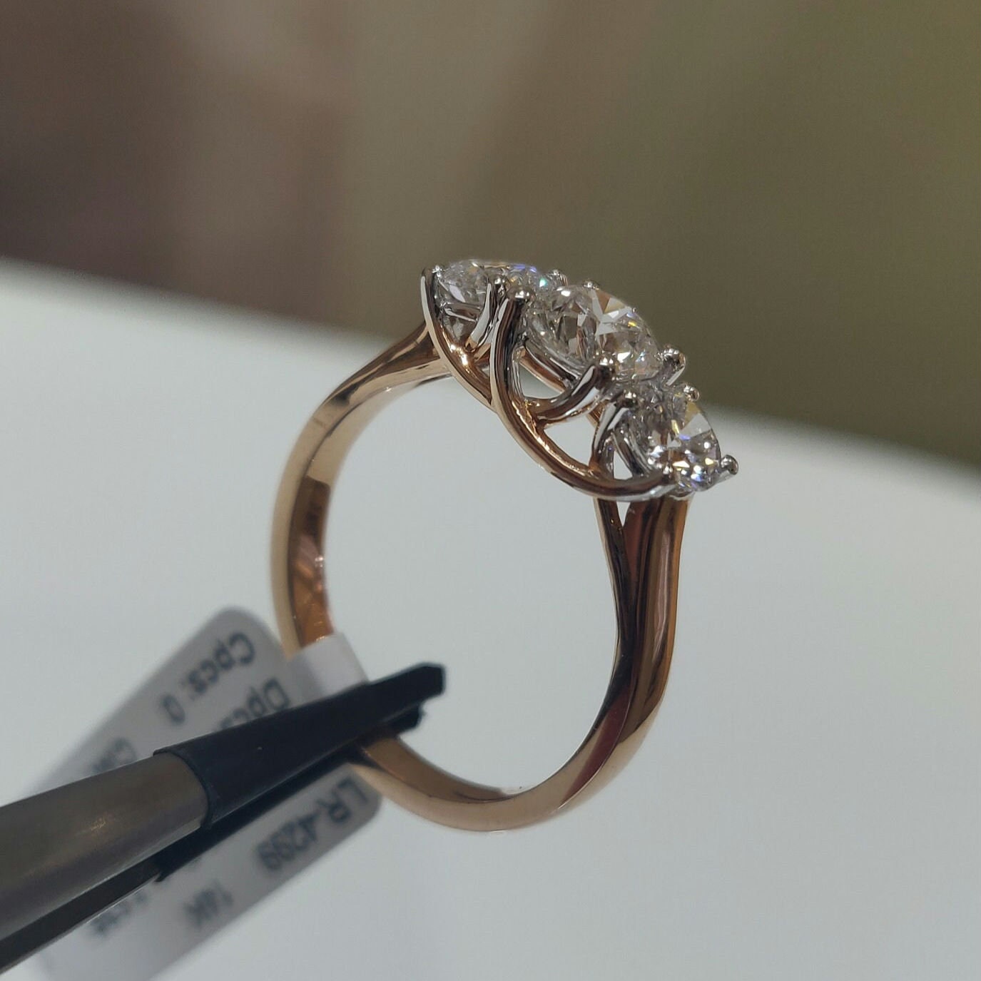 1.50Ct Three Stone Lab Grown Diamond Ring | 14K Gold Engagement Ring