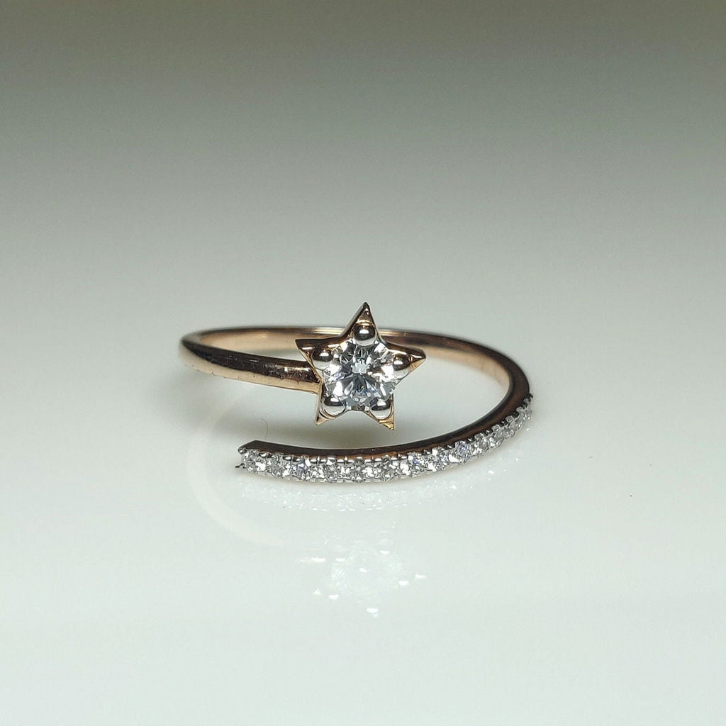 Lab Grown Diamond Star Ring | 0.20 Carat, Solid Gold Wedding Band