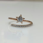 Lab Grown Diamond Star Ring | 0.20 Carat, Solid Gold Wedding Band