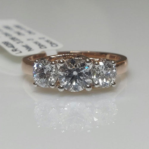 1.50Ct Three Stone Lab Grown Diamond Ring | 14K Gold Engagement Ring