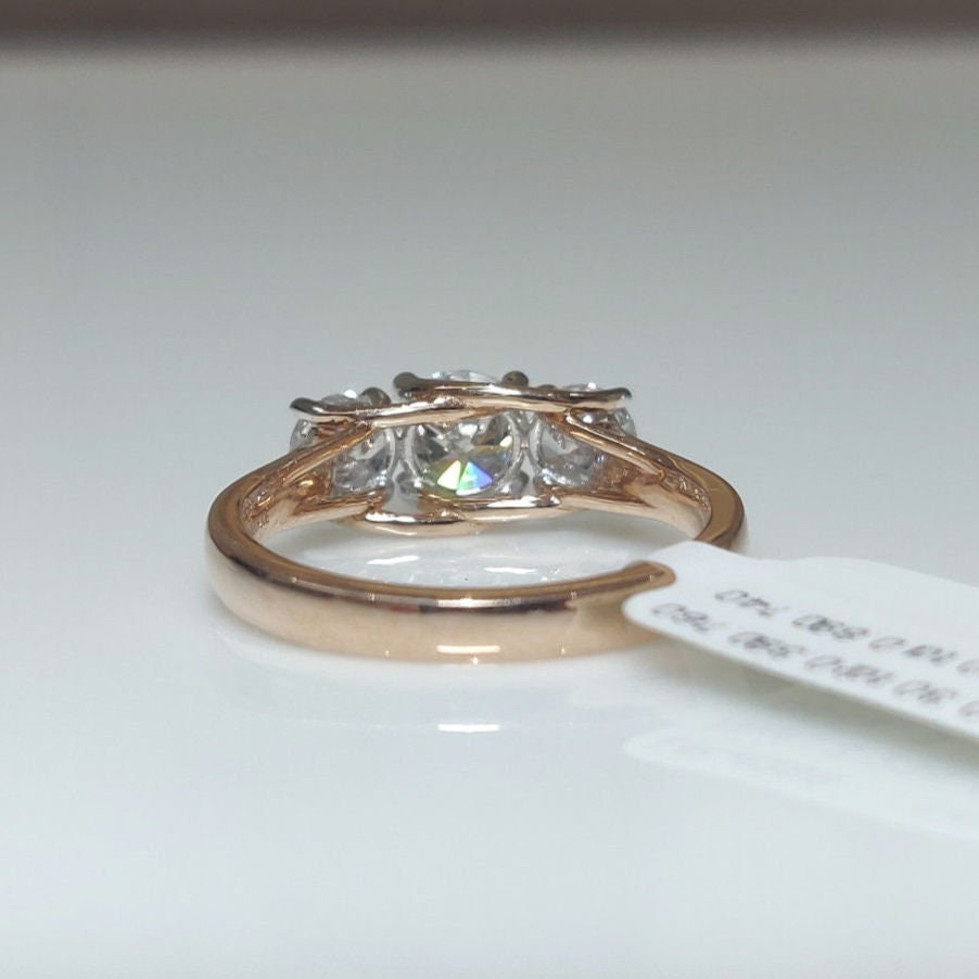 1.50Ct Three Stone Lab Grown Diamond Ring | 14K Gold Engagement Ring