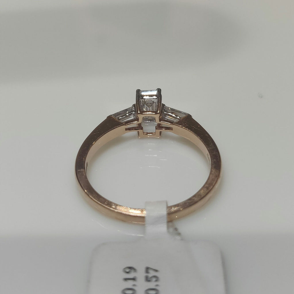 14K Gold Emerald Cut Lab Grown Diamond Ring | Three Stone Engagement Ring