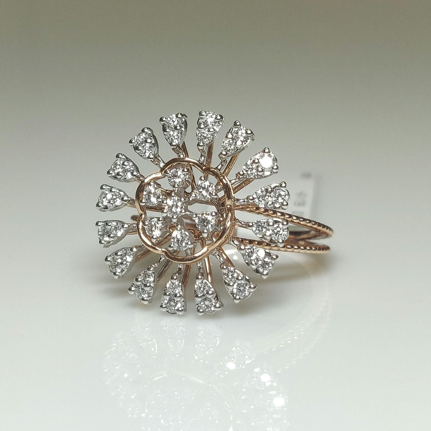 Lab Grown Diamond Flower Ring | 14K Gold Cocktail Ring