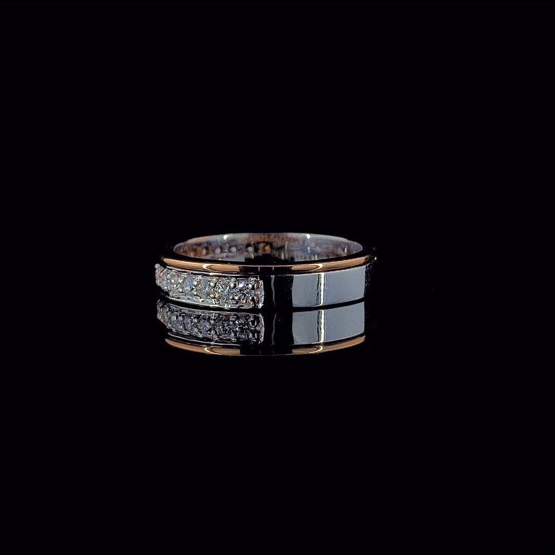 Lab Grown Diamond Wedding Band | Two Tone Gold Half Eternity Stacking Ring