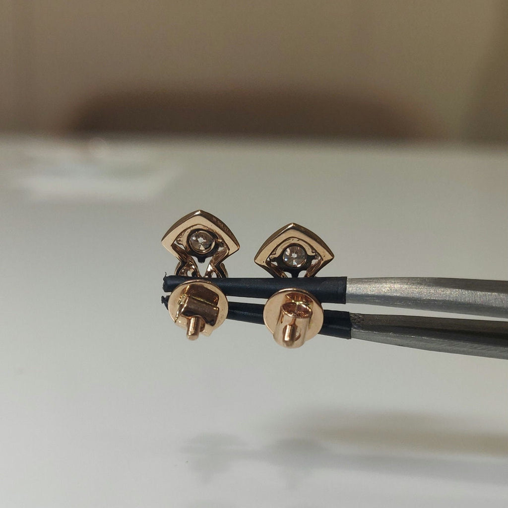 14K Gold Lab Grown Diamond Stud Earrings | Handmade Screwback Jewelry
