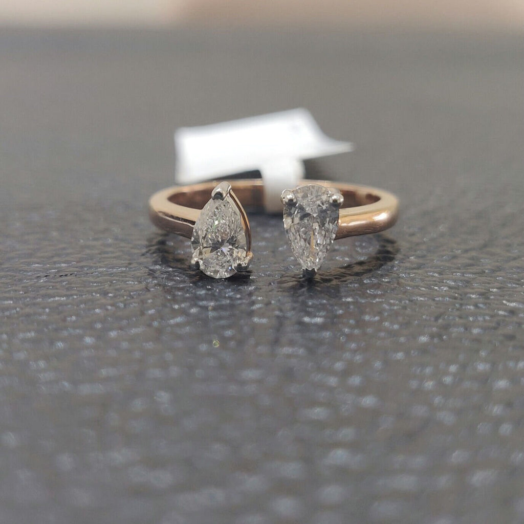 14k Gold Toi et Moi Ring | Pear Lab Grown Diamond Open Ring