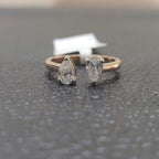 14k Gold Toi et Moi Ring | Pear Lab Grown Diamond Open Ring