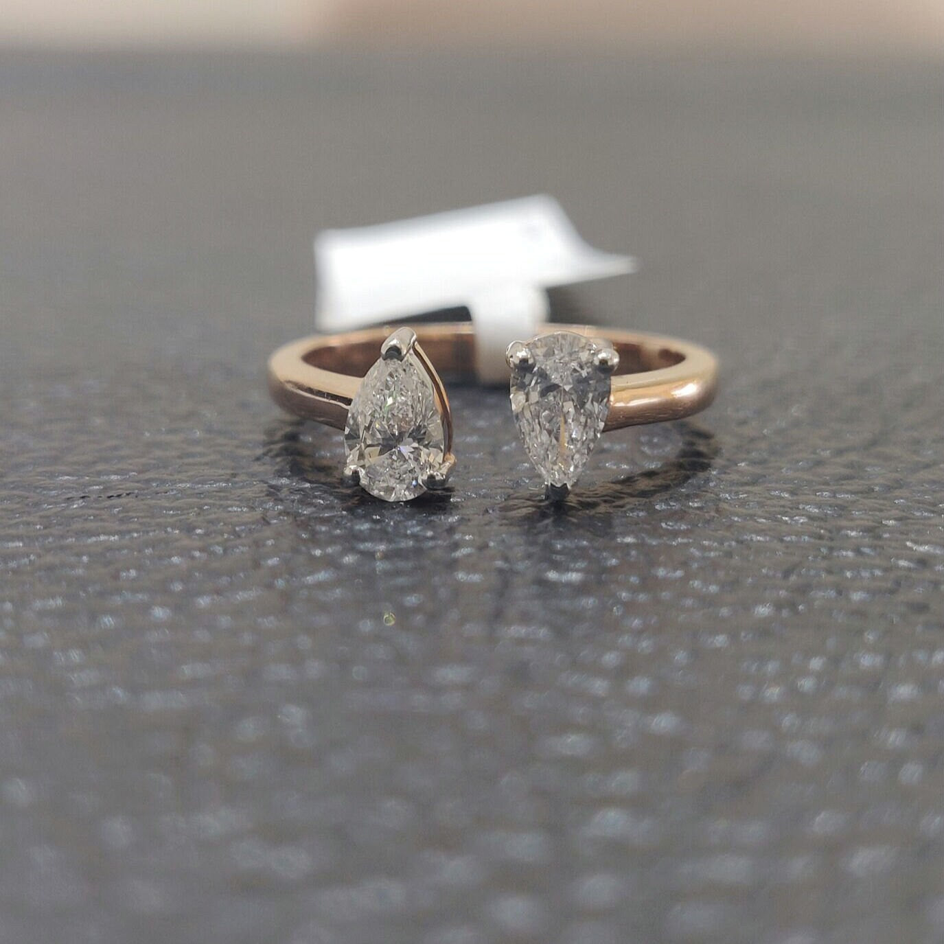 14k Gold Toi et Moi Ring | Pear Lab Grown Diamond Open Ring