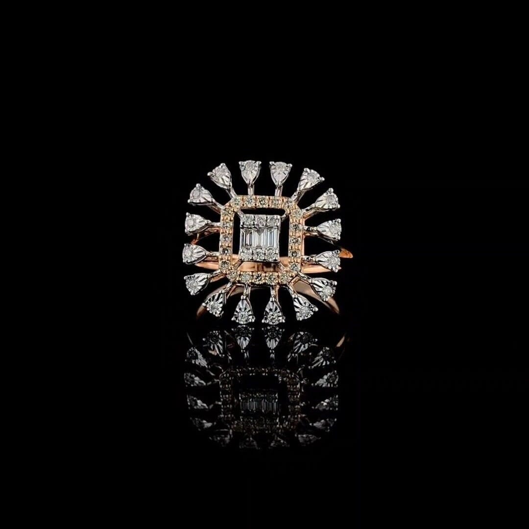 Lab Grown Diamond 14K Gold Statement Ring | Cocktail Wedding Ring