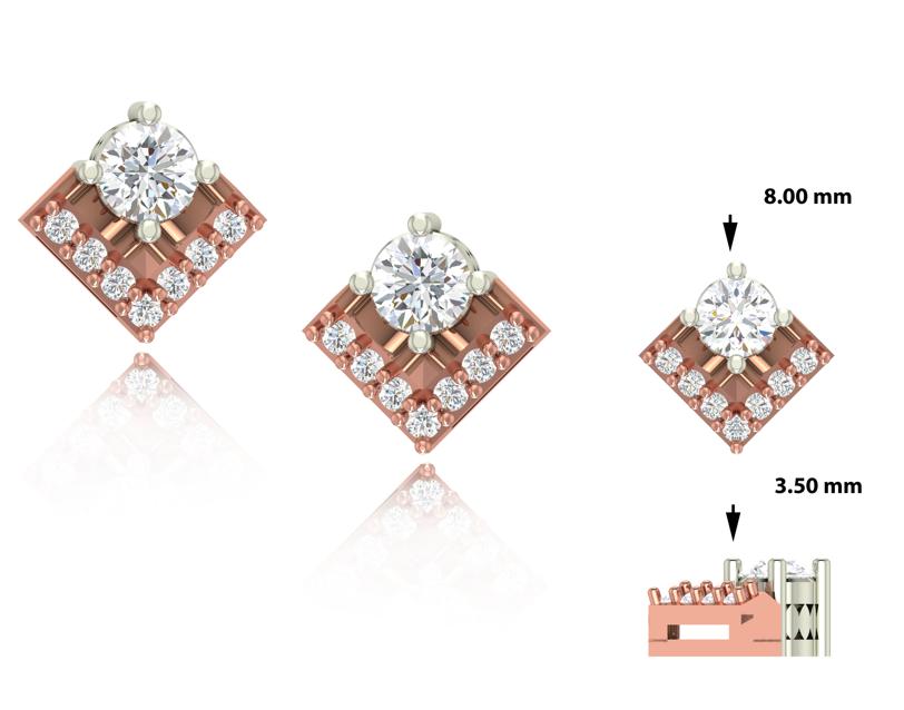 Lab Grown Diamond Stud Earrings | 14K Gold Screwback, E-F VVS-VS