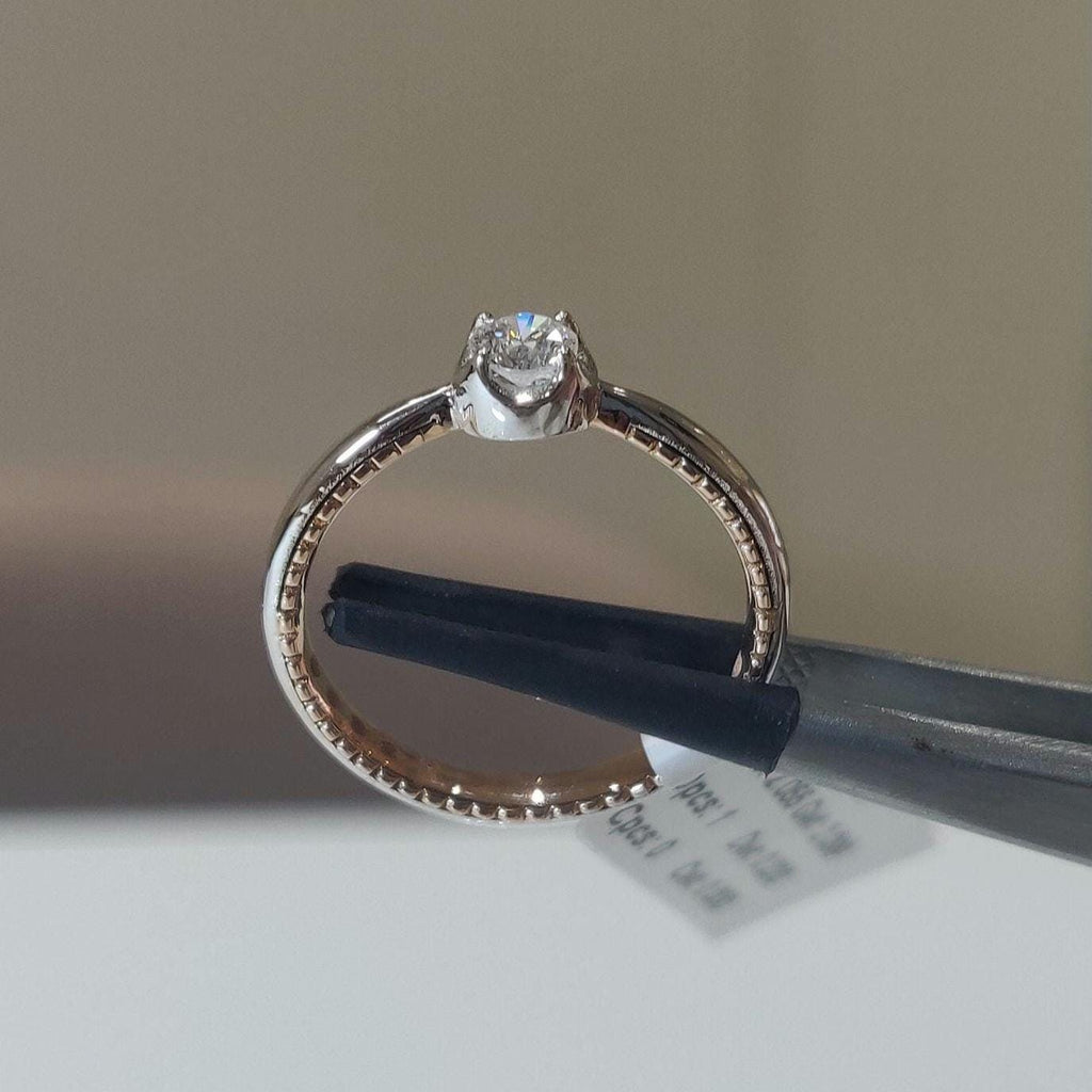 Two-Tone 14K Gold Lab Grown Diamond Engagement Ring | Unique Bridal Ring