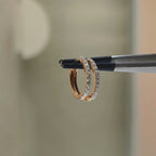 14K Gold Lab Grown Diamond Huggie Earrings | Sustainable Dangle Hoops