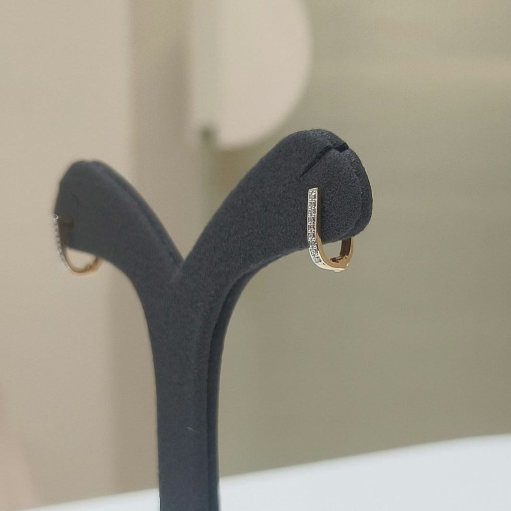 14K Gold Lab Grown Diamond Huggie Earrings | U-Shape Hoops