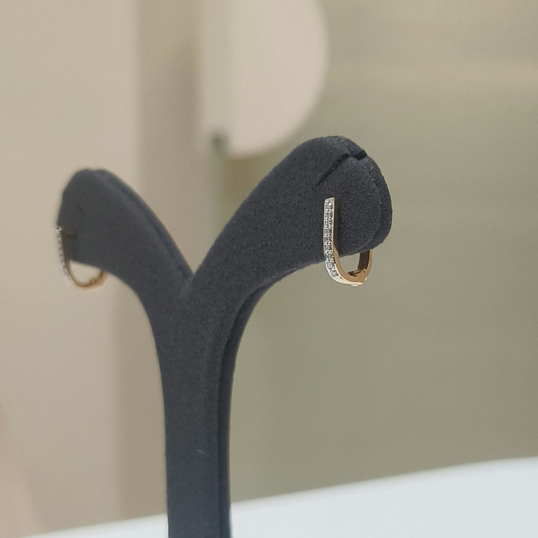 14K Gold Lab Grown Diamond Huggie Earrings | U-Shape Hoops