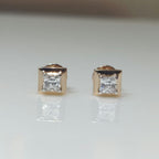 14K Gold Princess Cut Lab Grown Diamond Stud Earrings