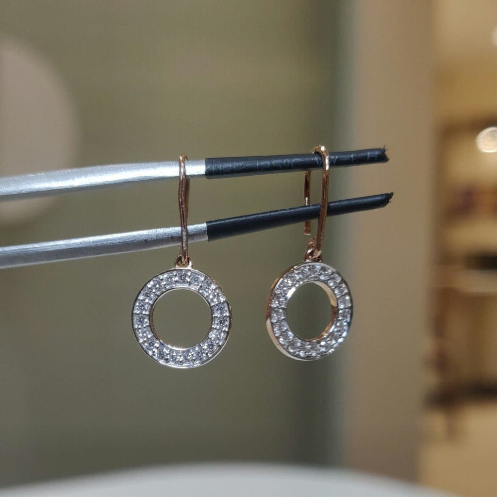 14K Gold Lab Grown Diamond Circle Drop Earrings