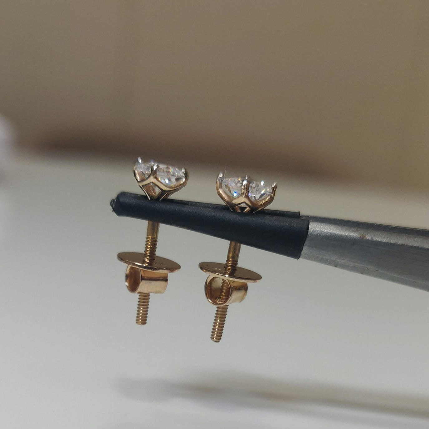 Princess Cut Lab Grown Diamond Stud Earrings | 14K Gold