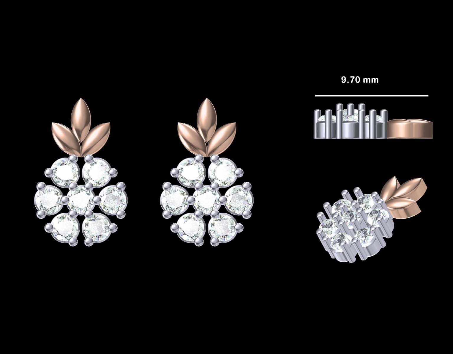 14K Gold Lab Grown Diamond Studs | Floral Cluster Earrings