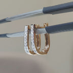 14K Gold Lab Grown Diamond Huggie Earrings | U-Shape Hoops