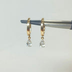 14K Gold Lab Grown Pear Diamond Huggie Earrings