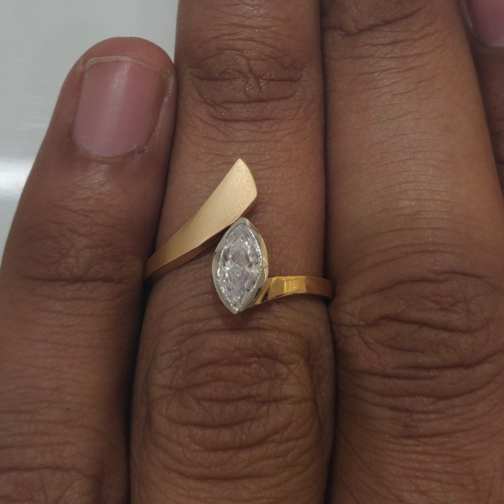 Marquise Lab Grown Diamond Engagement Ring | 14K Gold Open Design