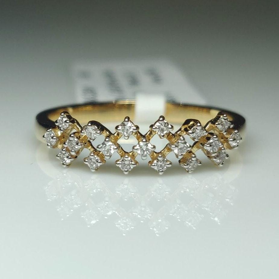 Lab Grown Diamond Ring | 14K Gold Geometric Wedding Band