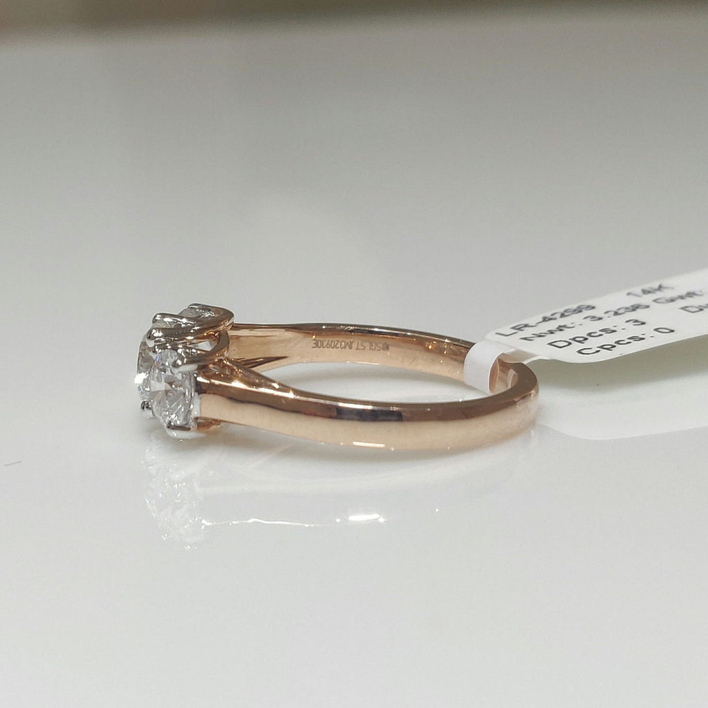 1.50Ct Three Stone Lab Grown Diamond Ring | 14K Gold Engagement Ring