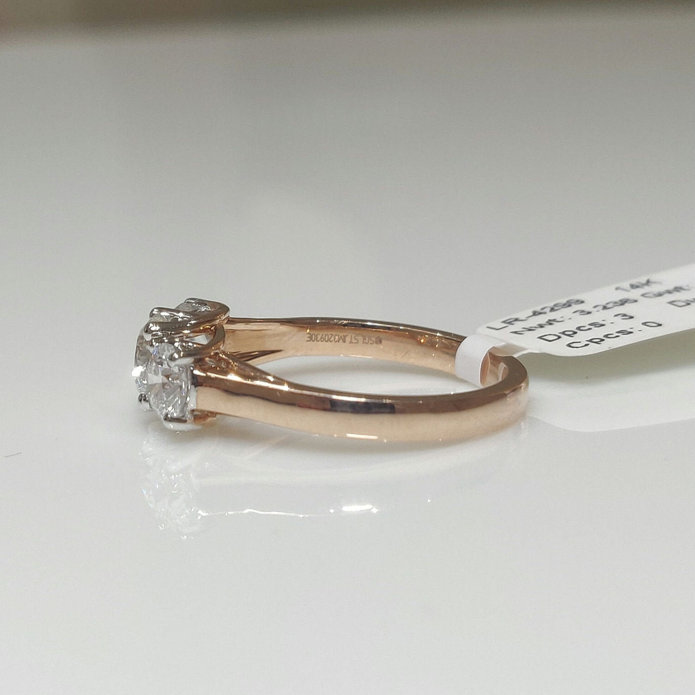 1.50Ct Three Stone Lab Grown Diamond Ring | 14K Gold Engagement Ring