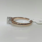 14K Gold Emerald Cut Lab Grown Diamond Ring | Three Stone Engagement Ring