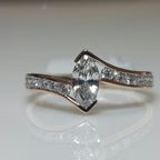 Marquise Lab Grown Diamond Engagement Ring | 14K Gold Bypass Shank