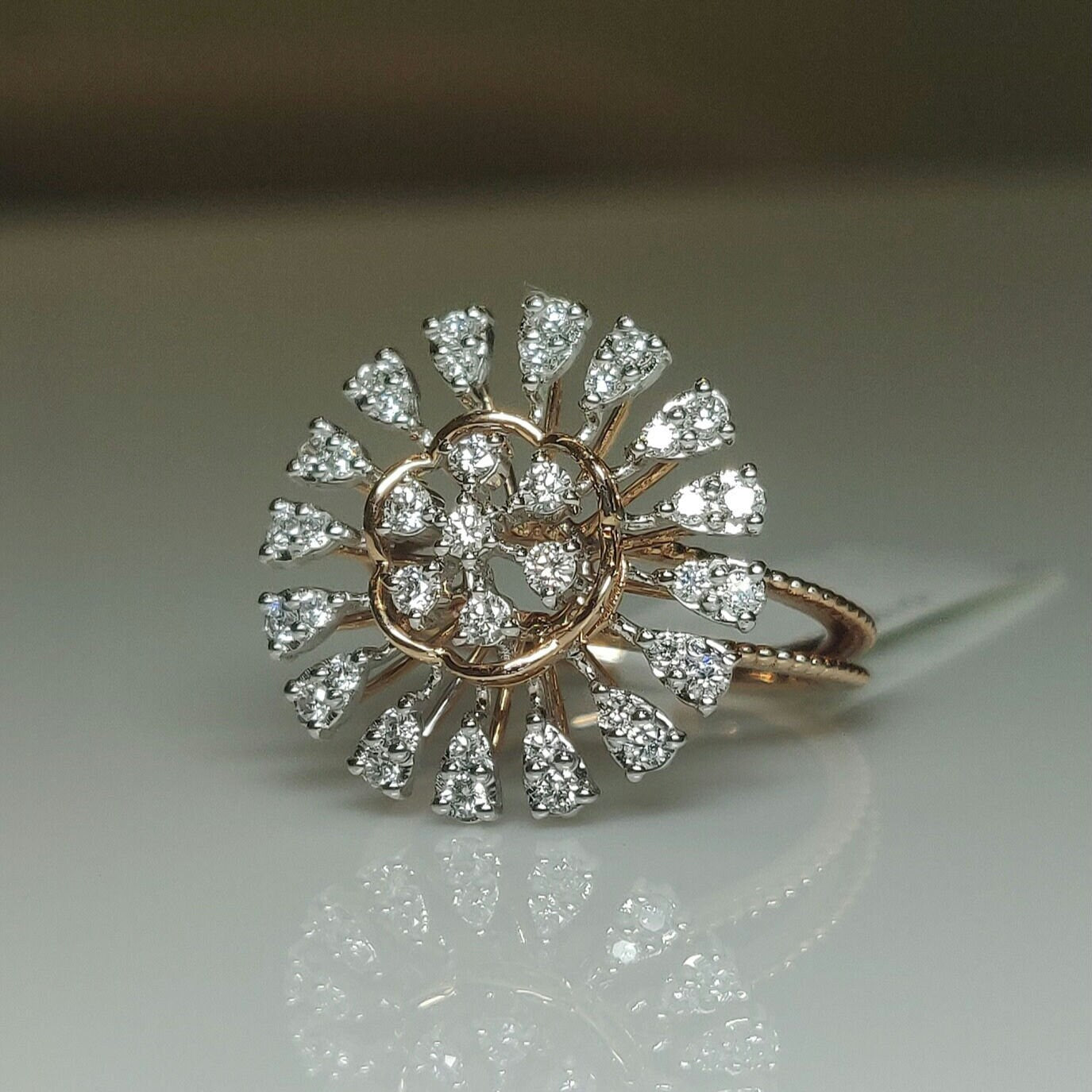 Lab Grown Diamond Flower Ring | 14K Gold Cocktail Ring