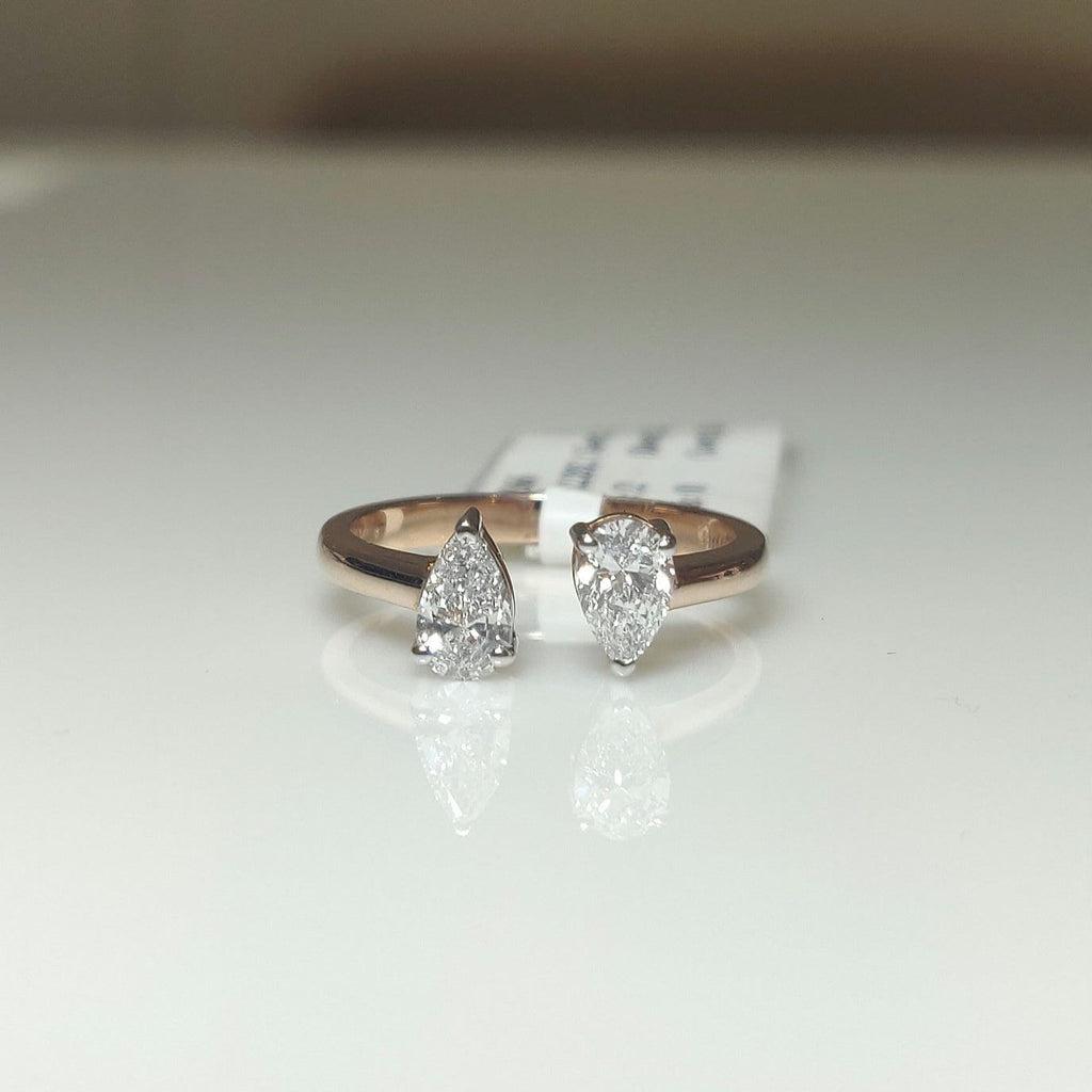 14k Gold Toi et Moi Ring | Pear Lab Grown Diamond Open Ring