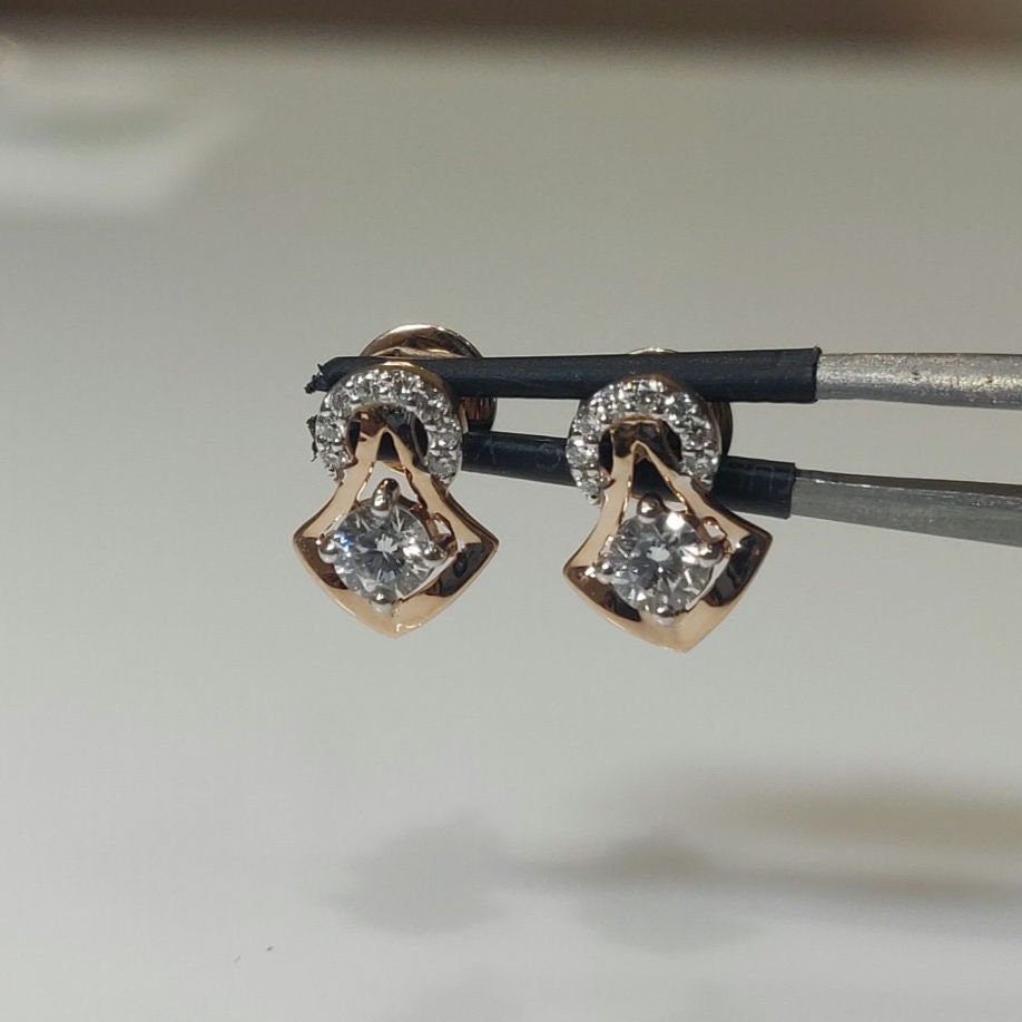 14K Gold Lab Grown Diamond Stud Earrings | Handmade Screwback Jewelry