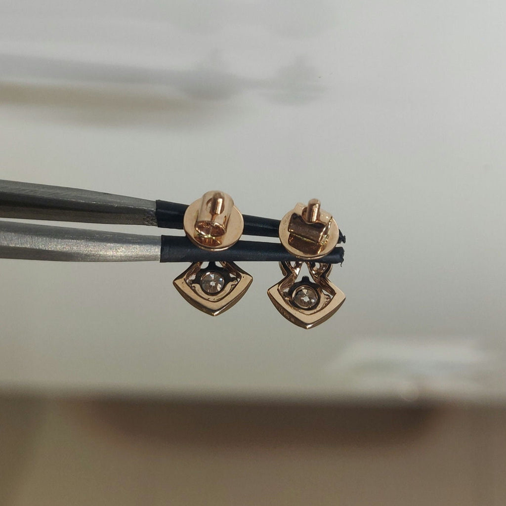 14K Gold Lab Grown Diamond Stud Earrings | Handmade Screwback Jewelry